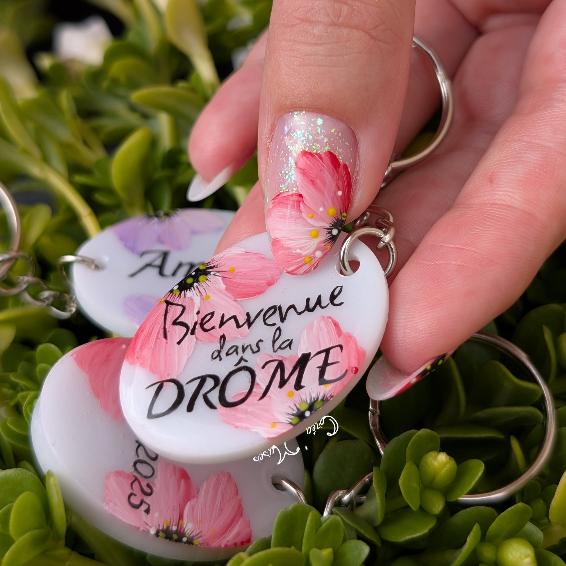 Porte clé Floral (plusieurs mots, phrase)